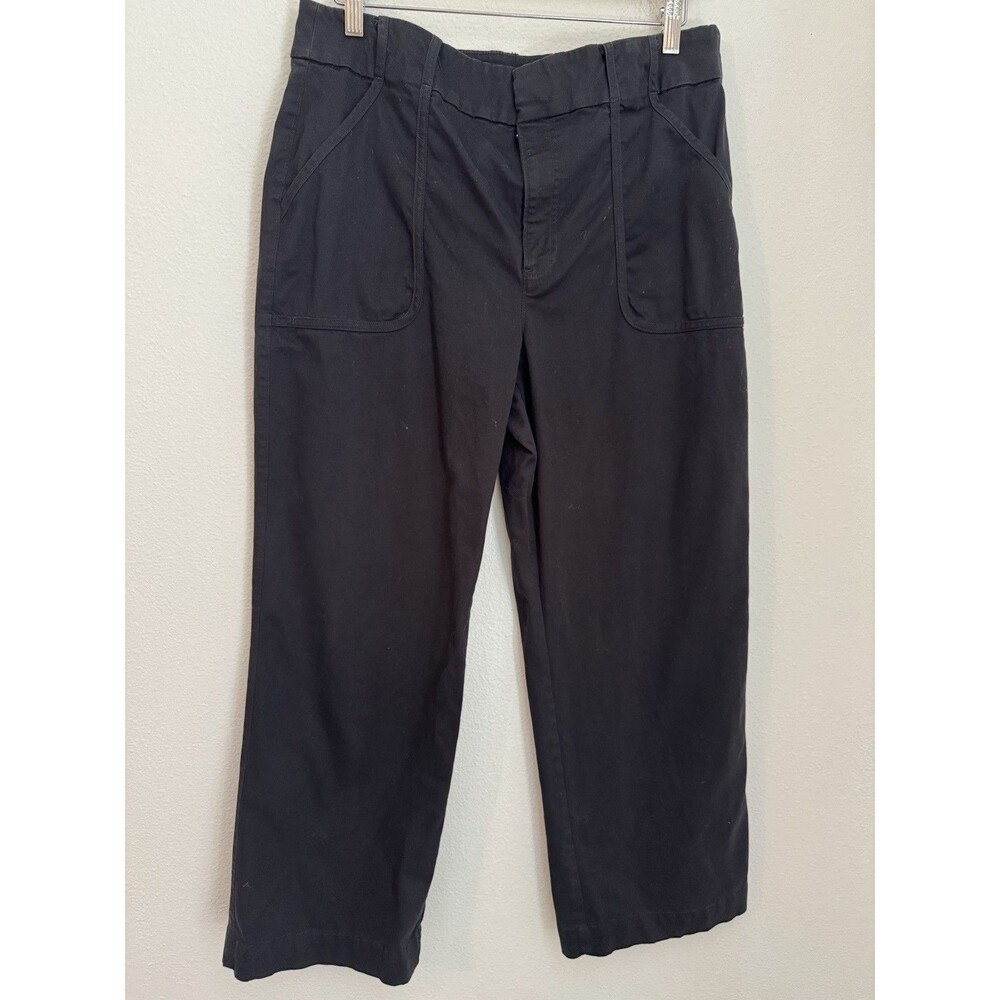 LOFT Pants Wide Leg Chino Womens Size 14 Black Large Pockets EUC Teacher
